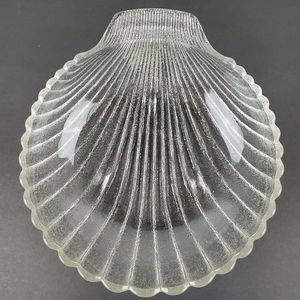 Vintage frosted glass footed shell serving bowl